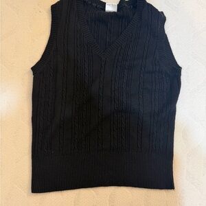 Black Cable Knit Sweater Vest